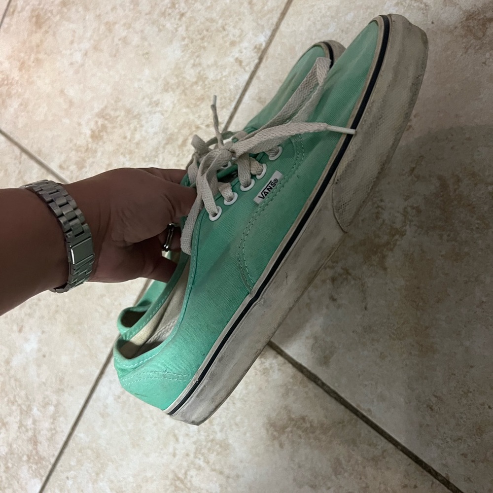 Men’s 10 distressed mint green vans